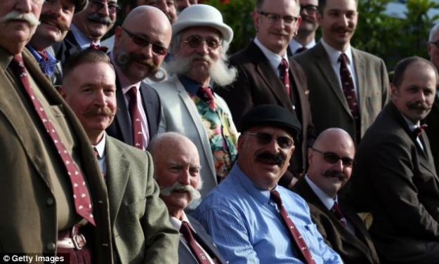 The chaps of the Handlebar Club gathering in Bath for their annual general meeting 2013