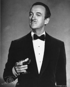 The Pencil moustache. Often associated with spivs, this caddish moustache is closely cropped and thin enough to have been traced by a pencil, hence the name. Here it is illustrated by Sir David Niven (in The Pink Panther, 1963).
