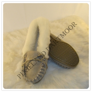 Luxury 100% Sheepskin Moccasins with Wool Lining & Hard Sole - Made in the UK