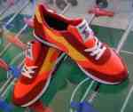 Walsh Lostock Orange/Yellow/Red trainers 25.11.12. Made in England.