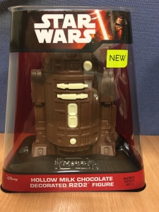 Marks and Spencer Star Wars R2D2 Easter Egg. Made in the UK. Front view.